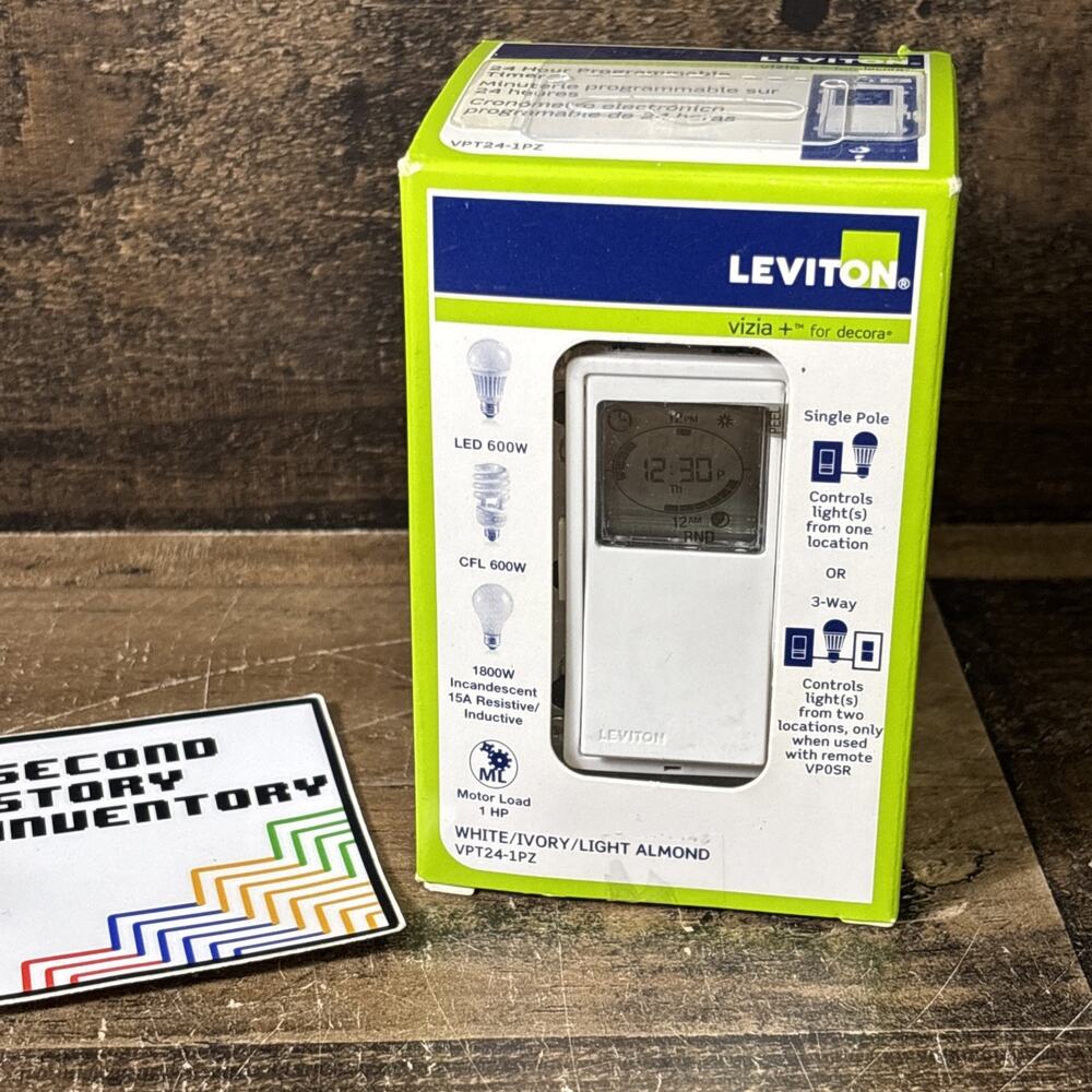 Leviton VPT24-1PZ Vizia 24-Hour Programmable Indoor Timer - White/Ivory